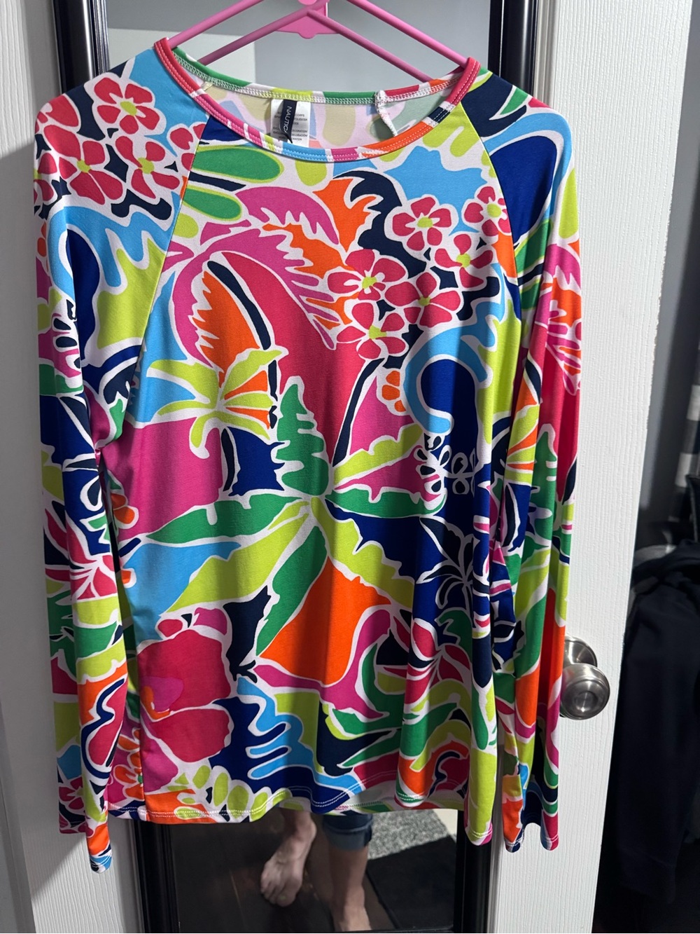 Nautica Multicolor Tropical Floral Long Sleeve Top